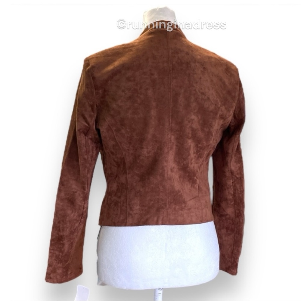 NWT Blank NYC Coco Nonstop Faux Suede Open Front Jacket In Size XS Brown Moto - Picture 5 of 13